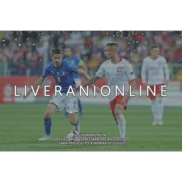 2018.10.14 Chorzow Pilka nozna , Liga Narodow UEFA , sezon 2018/2019 Polska - Wlochy N/z Jorginho, Jacek Goralski Foto Krzysztof Porebski / PressFocus 2018.10.14 Chorzow Football , UEFA Nations League , 2018/19 season Poland - Italy Jorginho, Jacek Goralski Credit: Krzysztof Porebski / PressFocus / NEWSPIX.PL --- Newspix.pl / AGENZIA ALDO LIVERANI SAS - ITALY ONLY EDITORIAL USE ONLY - Polonia - Italia UEFA Nations League 14.10.2018