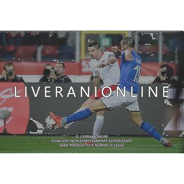 2018.10.14, Chorzow, Pilka nozna, Liga Narodow UEFA 2018/2019, Dywizja A, Grupa 3 Mecz Polska - Wlochy N/z Robert Lewandowski, Leonardo Bonucci Foto: Rafal Oleksiewicz / PressFocus 2018.10.14, Chorzow, Silesian Stadium, UEFA Nations League, League A, Group 3 Poland vs Italy Robert Lewandowski, Leonardo Bonucci Credit: Rafal Oleksiewicz / PressFocus / NEWSPIX.PL --- Newspix.pl / AGENZIA ALDO LIVERANI SAS - ITALY ONLY EDITORIAL USE ONLY - Polonia - Italia UEFA Nations League 14.10.2018