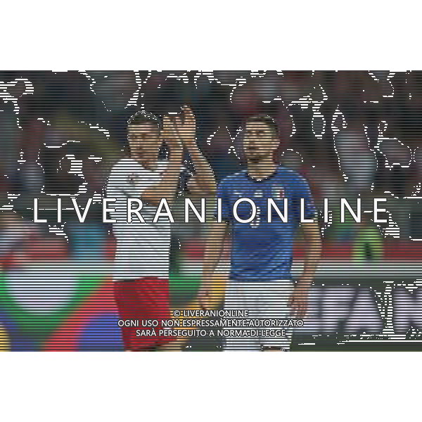 CHORZOW 14.10.2018 MECZ 4. KOLEJKA LIGA NARODOW GRUPA A3 SEZON 2018/19: POLSKA - WLOCHY --- 2018-19 UEFA NATIONS LEAGUE GROUP A3 FOOTBALL MATCH: POLAND - ITALY ROBERT LEWANDOWSKI JORGINHO FOT. PIOTR KUCZA/FOTOPYK / NEWSPIX.PL --- Newspix.pl / AGENZIA ALDO LIVERANI SAS - ITALY ONLY EDITORIAL USE ONLY - Polonia - Italia UEFA Nations League 14.10.2018
