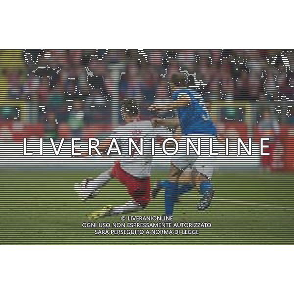 2018.10.14 Chorzow Pilka nozna UEFA Liga Narodow Polska - Wlochy N/z Arkadiusz Milik, Giorgio Chiellini Foto Marcin Karczewski / PressFocus 2018.10.14 Chorzow Football UEFA Nations League Poland - Italy Arkadiusz Milik, Giorgio Chiellini Credit: Marcin Karczewski / PressFocus / NEWSPIX.PL --- Newspix.pl / AGENZIA ALDO LIVERANI SAS - ITALY ONLY EDITORIAL USE ONLY - Polonia - Italia UEFA Nations League 14.10.2018