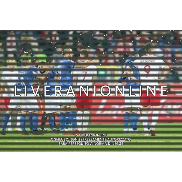 14.10.2018 CHORZOW - KATOWICE, STADION SLASKI (KATOWICE, POLAND SILESIA STADIUM) PILKA NOZNA (FOOTBALL) LIGA NARODOW UEFA (UEFA NATIONAL LEAGUE) MECZ POLSKA - WLOCHY ( GAME POLAND - ITALY ) NZ ROBERT LEWANDOWSKI POLSKA SMUTEK PORAZKA W LIDZE NARODOW FOTO LUKASZ GROCHALA/CYFRASPORT / NEWSPIX.PL --- Newspix.pl / AGENZIA ALDO LIVERANI SAS - ITALY ONLY EDITORIAL USE ONLY - Polonia - Italia UEFA Nations League 14.10.2018