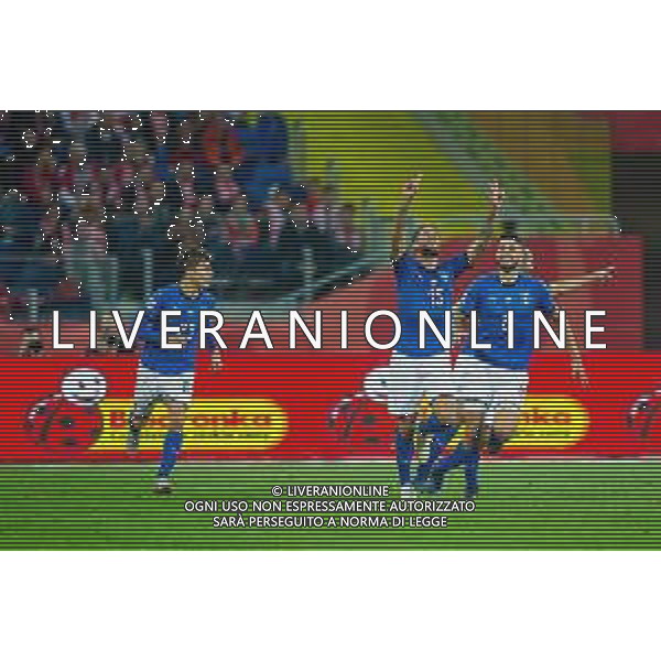 14.10.2018 CHORZOW - KATOWICE, STADION SLASKI (KATOWICE, POLAND SILESIA STADIUM) PILKA NOZNA (FOOTBALL) LIGA NARODOW UEFA (UEFA NATIONAL LEAGUE) MECZ POLSKA - WLOCHY ( GAME POLAND - ITALY ) NZ CRISTIANO BIRAGHI BRAMKA RADOSC GOL GOAL - ESULTANZA DOPO IL GOL DI CRISTIANO BIRAGHI FOTO LUKASZ SKWIOT/CYFRASPORT / NEWSPIX.PL --- Newspix.pl / AGENZIA ALDO LIVERANI SAS - ITALY ONLY EDITORIAL USE ONLY - Polonia - Italia UEFA Nations League 14.10.2018