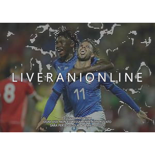 Amichevole Vicenza - 15.10.2018 Italia-Tunisia Nella Foto:vittorio parigini esulta con moise kean /Ph.Vitez-Ag. Aldo Liverani