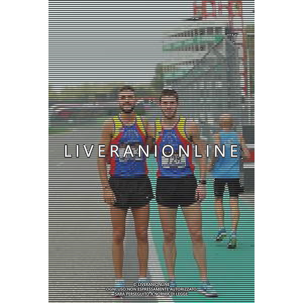 IMOLA 21 10 2018 50∞EDIZIONE DELLA GARA PODISTICA TRE MONTI NELLA FOTO DA SINISTRA LORENZO BERNARDI IL PRIMO IMOLESE E LUCA MALPIGHI SECONDO ©SANNA / AGENZIA ALDO LIVERANI SAS