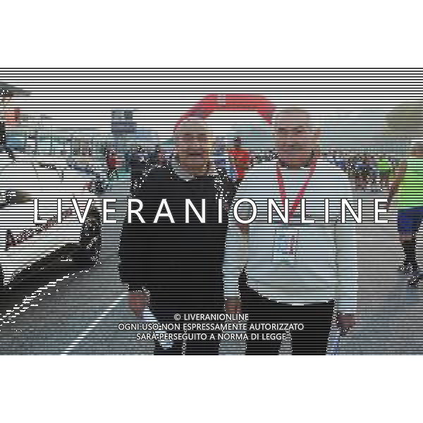 IMOLA 21 10 2018 50∞EDIZIONE DELLA GARA PODISTICA TRE MONTI NELLA FOTO LEO MONDUZZI E LEO ZANUCCOLI DUE ORGANIZZATORI DELLA GARA IN 50 ANNI ©SANNA / AGENZIA ALDO LIVERANI SAS