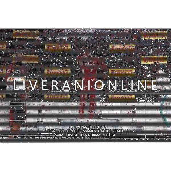 1st place Kimi Raikkonen (FIN) Ferrari SF71H 2nd place Max Verstappen (NLD) Red Bull Racing RB14 and 3rd Sebastian Vettel (GER) Ferrari SF71H. 21.10.2018. Formula 1 World Championship, Rd 18, United States Grand Prix, Austin, Texas, USA, Race Day. / AGENZIA ALDO LIVERANI SAS - ITALY ONLY EDITORIAL USE ONLY