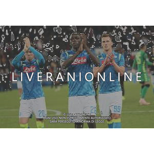 PSG Paris Saint Germain - NAPOLI CHAMPIONS LEAGUE 24.10.2018 NELLA FOTO ESULTANZA A FINE GARA ARKADIUSZ MILIK, KALIDOU KOULIBALY ©MOSCA/ AGENZIA ALDO LIVERANI SAS