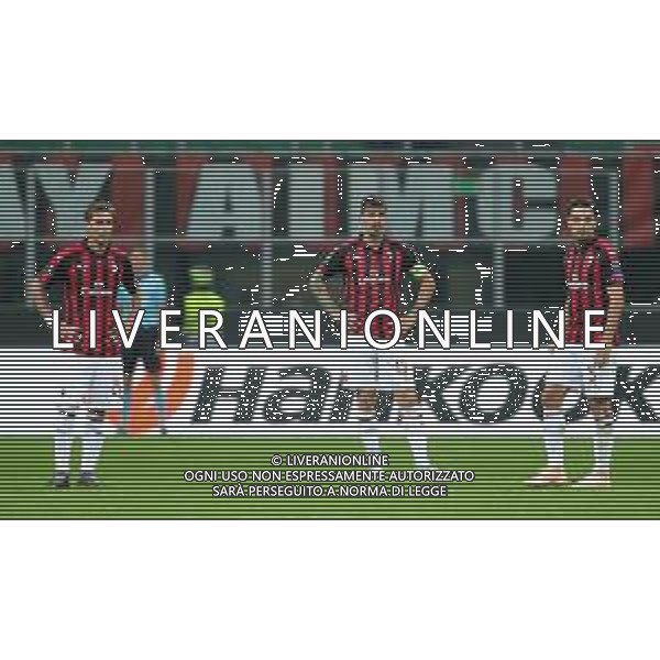 UEFA Europa League 2018/2019 Group Stage F Milano - 25.10.2018 Milan-Betis Siviglia Nella Foto: delusione di alessio romagnoli, lucas biglia e giacomo bonaventura /Ph.Vitez-Ag. Aldo Liverani