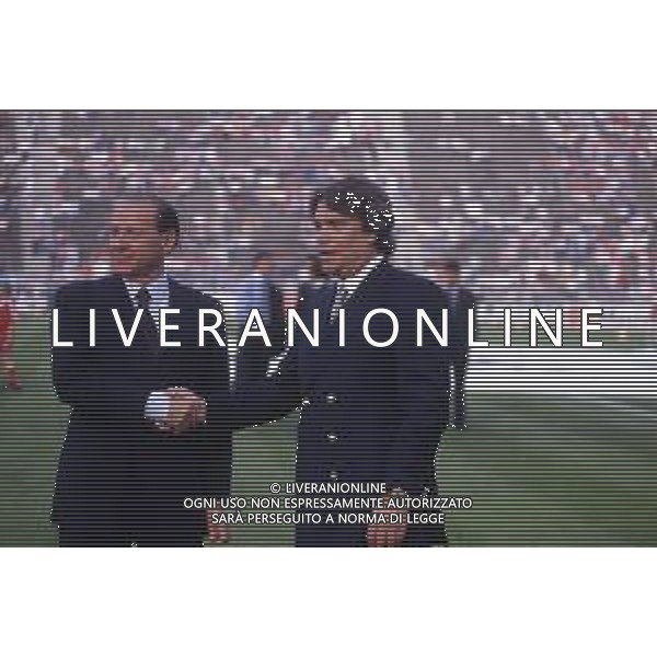 RETROSPETTIVA BERNARD TAPIE PRESIDENTE DEL MARSIGLIA CALCIO NELLA FOTO BERNARD TAPIE CON SILVIO BERLUSCONI AG ALDO LIVERANI SAS