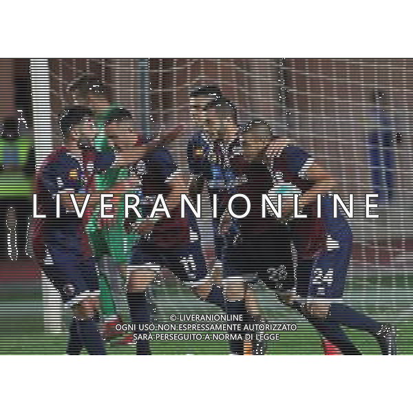 IMOLA 31 10 2018 COPPA ITALIA SERIE C IMOLESE-LUCCHESE 2-1 NELLA FOTO GIUSEPPE GIOVINCO CON I COMPAGNI DOPO IL GOL FOTO GIANNI SANNA-AG ALDO LIVERANI SAS