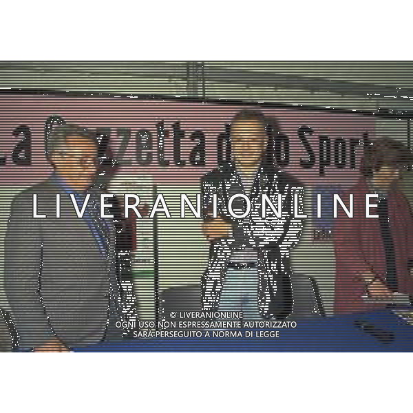 1996 MILANO FESTA DELLA NEVE ORGANIZZATA DALLA GAZZETTA DELLO SPORT NELLA FOTO CANDIDO CANNAVO\' CON ENRICO RUGGERI AG ALDO LIVERANI SAS