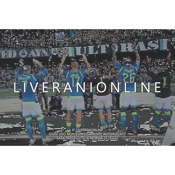 NAPOLI - PSG Paris Saint Germain CHAMPIONS LEAGUE 06.11.2018 NELLA FOTO ESULTANZA DEI GIOCATORI DEL NAPOLI A FINE GARA ©MOSCA / AGENZIA ALDO LIVERANI SAS