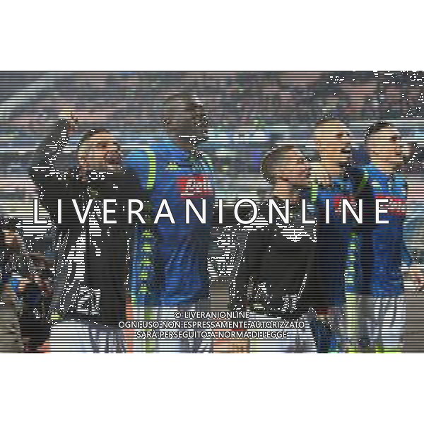 06-11-2018 NAPOLI PARIS SAINT GERMAIN CHAMPIONS LEAGUE  NELLA FOTO: I GIOCATORI DEL NAPOLI FESTEGGIANO A FINE GARA  FOTO MOSCA AG LIVERANI 