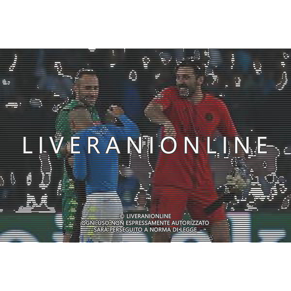 06-11-2018 NAPOLI PSG CHAMPIONS LEAGUE NELLA FOTO: GIANLUIGI BUFFON, LORENZO INSIGNE, DAVID OSPINA FOTO MOSCA/AG.ALDO LIVERANI