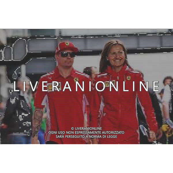 Kimi Raikkonen (FIN) Ferrari with Stefania Bocchi (ITA) Ferrari Press Officer. 08.11.2018. Formula 1 World Championship, Rd 20, Brazilian Grand Prix, Sao Paulo, Brazil, Preparation Day. AG ALDO LIVERANI SAS-ONLY ITALY