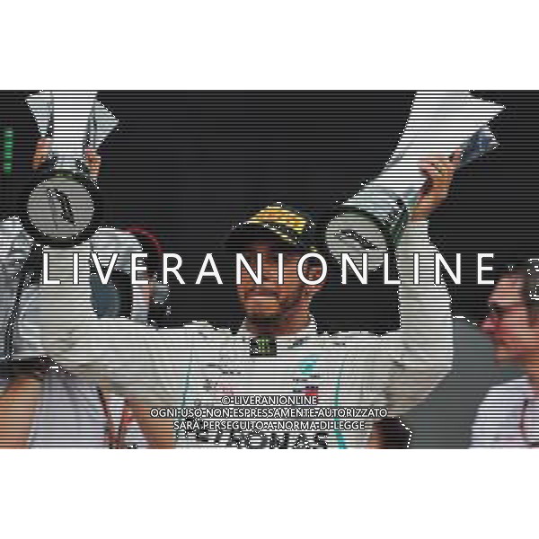 Race winner Lewis Hamilton (GBR) Mercedes AMG F1 celebrates on the podium. 11.11.2018. Formula 1 World Championship, Rd 20, Brazilian Grand Prix, Sao Paulo, Brazil, Race Day. AG ALDO LIVERANI SAS-ONLY ITALY