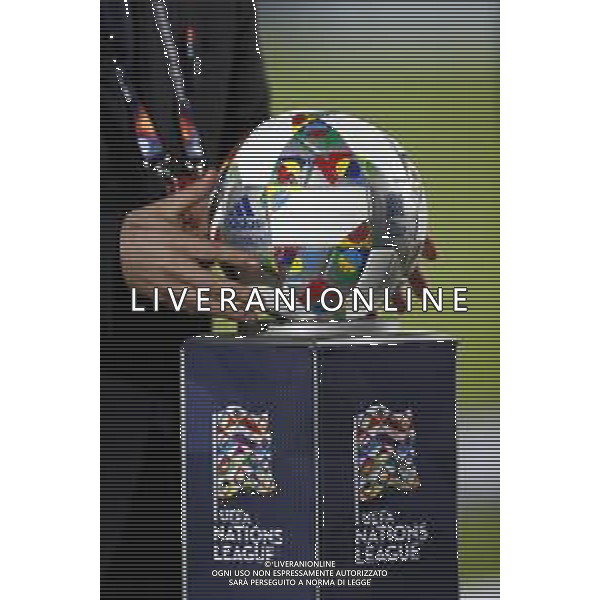 UEFA Nations League D gruppo 2 San Marino - Moldavia 15/11/2018 nella foto: il pallone della nations league ©Claudio Zamagni/Agenzi Aldo Liverani s.a.s. a ball of nations league during UEFA Nations League Group Stage D - group 2 between San Marino and Moldova at San Marino Olympic Stadium on November 15 2018 photo credit by Claudio Zamagni/Aldo Liverani Photo Agency