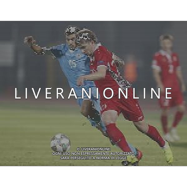 UEFA Nations League D gruppo 2 San Marino - Moldavia 15/11/2018 nella foto: Eugeniu Cociuc (Moldova) Lunedei Lorenzo (San Marino) ©Claudio Zamagni/Agenzi Aldo Liverani s.a.s. Eugeniu Cociuc (Moldova) Lunedei Lorenzo (San Marino) during UEFA Nations League Group Stage D - group 2 between San Marino and Moldova at San Marino Olympic Stadium on November 15 2018 photo credit by Claudio Zamagni/Aldo Liverani Photo Agency