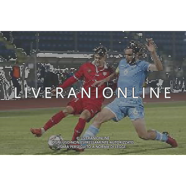 UEFA Nations League D gruppo 2 San Marino - Moldavia 15/11/2018 nella foto: Vitalie Damascan (Moldova) Simoncini Davide (San Marino) ©Claudio Zamagni/Agenzi Aldo Liverani s.a.s. Vitalie Damascan (Moldova) Simoncini Davide (San Marino) during UEFA Nations League Group Stage D - group 2 between San Marino and Moldova at San Marino Olympic Stadium on November 15 2018 photo credit by Claudio Zamagni/Aldo Liverani Photo Agency