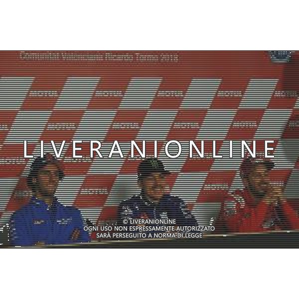 VALENCIA, MOTOGP,CONFERENZA POST QUALIFICHE, 17-11-2018, GRAN PREMIO DELLA COMUNITA\' VALENCIANA. NELLA FOTO: ALEX RINS-MAVERICK VINALES-ANDREA DOVIZIOSO ©IEMMI / AGENZIA ALDO LIVERANI SAS
