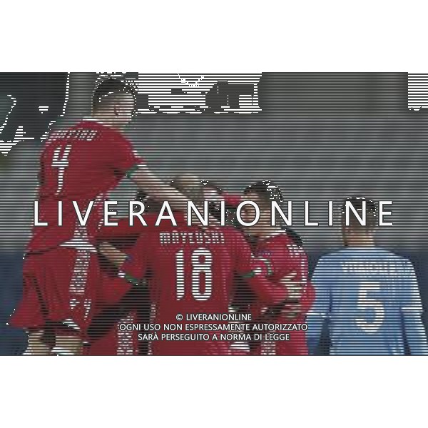 UEFA Nations League D gruppo 2 San Marino - Bielorussia 18/11/2018 nella foto: Esultanza bielorussia ©Claudio Zamagni/Agenzi Aldo Liverani s.a.s. belarus celebrates after scoring a goal during UEFA Nations League Group Stage D - group 2 between San Marino and Belarus at San Marino Olympic Stadium on November 18 2018 photo credit by Claudio Zamagni/Aldo Liverani Photo Agency / AGENZIA ALDO LIVERANI SAS