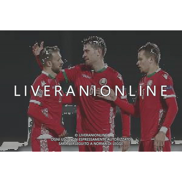 UEFA Nations League D gruppo 2 San Marino - Bielorussia 18/11/2018 nella foto: Esultanza finale bielorussia ©Claudio Zamagni/Agenzi Aldo Liverani s.a.s. final exultation of belarus during UEFA Nations League Group Stage D - group 2 between San Marino and Belarus at San Marino Olympic Stadium on November 18 2018 photo credit by Claudio Zamagni/Aldo Liverani Photo Agency / AGENZIA ALDO LIVERANI SAS