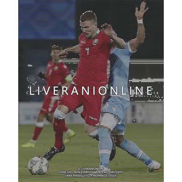 UEFA Nations League D gruppo 2 San Marino - Bielorussia 18/11/2018 nella foto: Igor Shitov (Bielorussia - Belarus) Rinaldi Danilo (San Marino) ©Claudio Zamagni/Agenzi Aldo Liverani s.a.s. Igor Shitov (Bielorussia - Belarus) Rinaldi Danilo (San Marino) during UEFA Nations League Group Stage D - group 2 between San Marino and Belarus at San Marino Olympic Stadium on November 18 2018 photo credit by Claudio Zamagni/Aldo Liverani Photo Agency / AGENZIA ALDO LIVERANI SAS