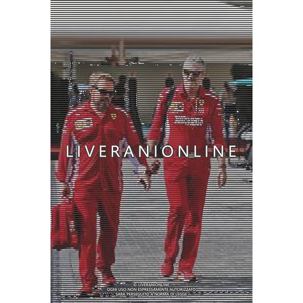 (L to R): Gino Rosato (CDN) Ferrari with Maurizio Arrivabene (ITA) Ferrari Team Principal. 22.11.2018. Formula 1 World Championship, Rd 21, Abu Dhabi Grand Prix, Yas Marina Circuit, Abu Dhabi, Preparation Day. AG ALDO LIVERANI SAS-ONLY ITALY
