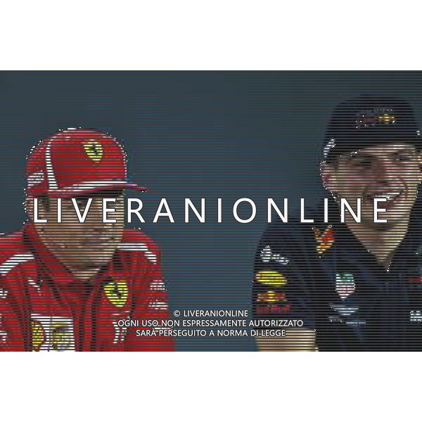 (L to R): Kimi Raikkonen (FIN) Ferrari and Max Verstappen (NLD) Red Bull Racing in the FIA Press Conference. 22.11.2018. Formula 1 World Championship, Rd 21, Abu Dhabi Grand Prix, Yas Marina Circuit, Abu Dhabi, Preparation Day. AG ALDO LIVERANI SAS-ONLY ITALY