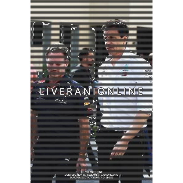(L to R): Christian Horner (GBR) Red Bull Racing Team Principal with Toto Wolff (GER) Mercedes AMG F1 Shareholder and Executive Director. 24.11.2018. Formula 1 World Championship, Rd 21, Abu Dhabi Grand Prix, Yas Marina Circuit, Abu Dhabi, Qualifying Day. / AGENZIA ALDO LIVERANI SAS -ITALY ONLY EDITORIAL USE ONLY - Gp F1 Prove Ufficiali Qualifiche - Abu Dhabi Grand Prix - Emirati Arabi Uniti 24.11.2018
