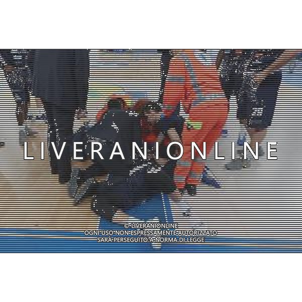 infortunio Marco Ceron ,Germani Basket Brescia - Fiat Torino Auxilium partita di campionato LBA serie A, Brescia 25 novembre 2018. Ph Fotolive Simone Venezia / AGENZIA ALDO LIVERANI SAS