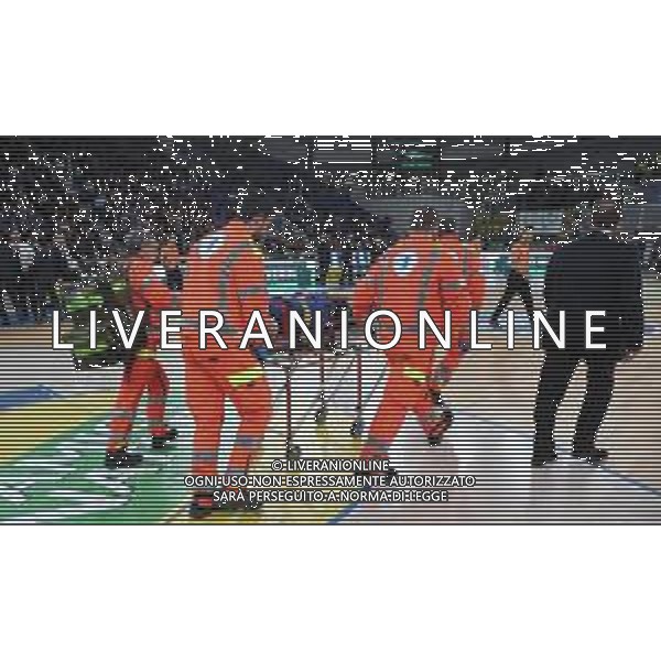 infortunio Marco Ceron ,Germani Basket Brescia - Fiat Torino Auxilium partita di campionato LBA serie A, Brescia 25 novembre 2018. Ph Fotolive Simone Venezia / AGENZIA ALDO LIVERANI SAS