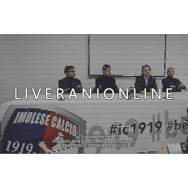 IMOLA 27 11 2018 CONFERENZA STAMPA IMOLESE CALCIO NUOVO CONTRATTO AD ALLENATORE ALESSIO DIONISI NELLA FOTO DA DESTRA MARCO MONTANARI DIR GENERALE,ALESSIO DIONISI ALLENATORE,LORENZO SPAGNOLI PRESIDENTE,FILIPPO GHINASSI DIRETTORE SPORTIVO FOTO GIANNI SANNA-AG ALDO LIVERANI SAS