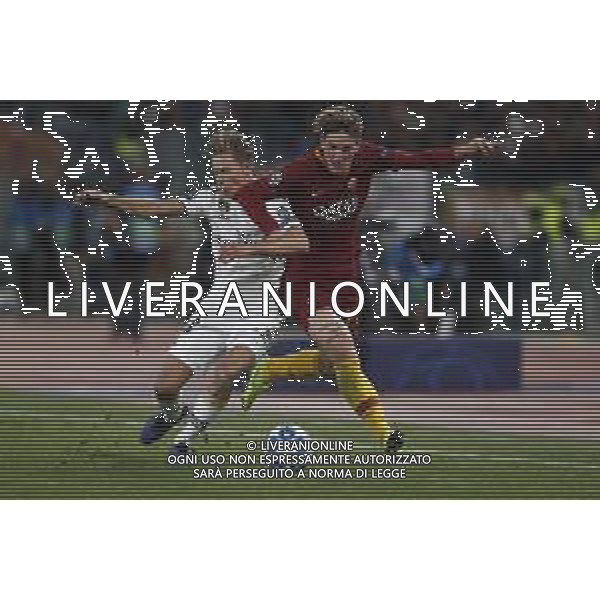 UEFA Champions League gruppo G - Roma vs Real Madrid 27/11/2018 nella foto: Marcos Llorente moreno (Midfielder of Real Madrid) Zaniolo Nicolo\' (a.s. roma) ©Claudio Zamagni/Agenzia Aldo Liverani Marcos Llorente moreno (Midfielder of Real Madrid) Zaniolo Nicolo (a.s. roma) during UEFA Champions League - group G soccer match between A.S.ROME and REAL MADRID at Rome olympic Stadium on November 27 2018 photo credit by Claudio Zamagni/Aldo Liverani Photo Agency/ AGENZIA ALDO LIVERANI SAS
