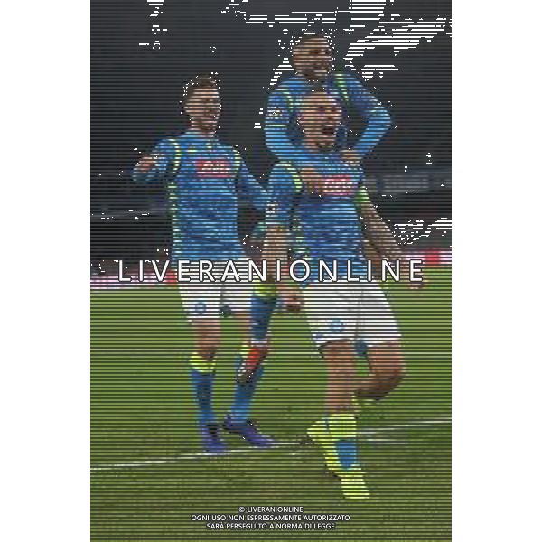 NAPOLI - STELLA ROSSA BELGRADO CHAMPIONS LEAGUE 28.11.2018 NELLA FOTO ESULTANZA DOPO IL GOL DI MAREK HAMSIK CON LORENZO INSIGNE ©MOSCA / AGENZIA ALDO LIVERANI SAS