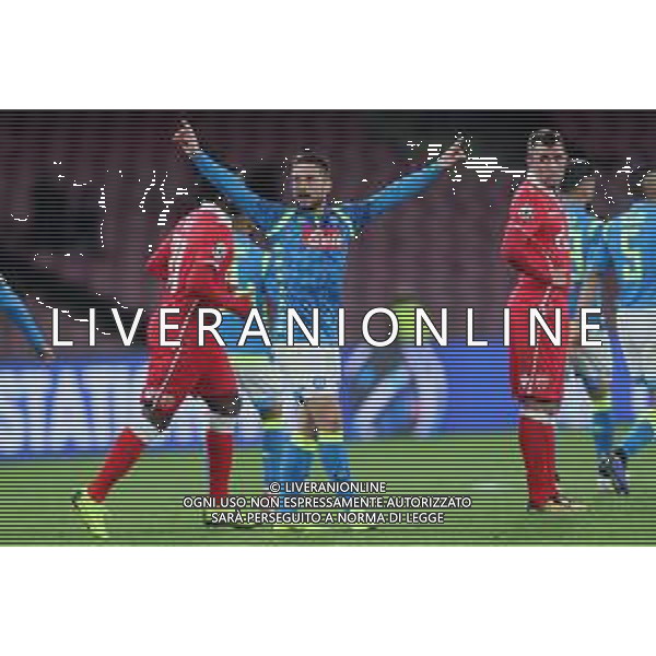 NAPOLI - STELLA ROSSA BELGRADO CHAMPIONS LEAGUE 28.11.2018 NELLA FOTO ESULTANZA DOPO IL GOL DI DRIES MERTENS ©MOSCA / AGENZIA ALDO LIVERANI SAS