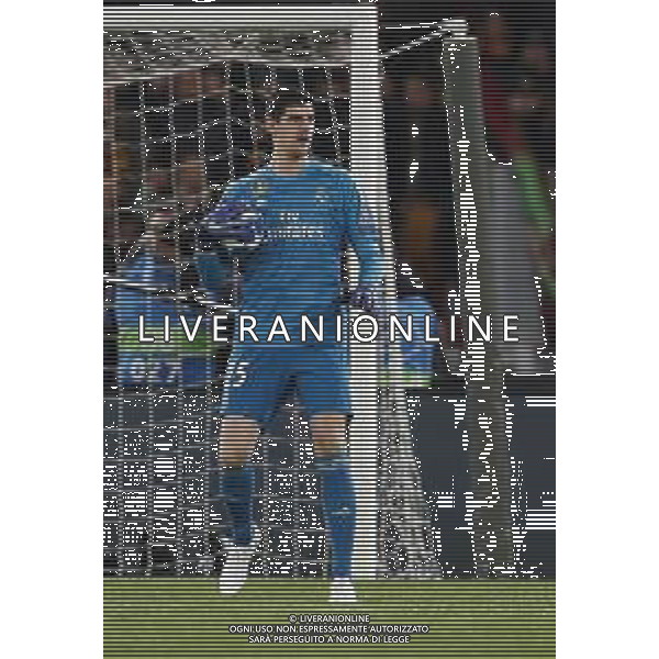 UEFA Champions League gruppo G - Roma vs Real Madrid 27/11/2018 nella foto: Thibaut Courtois (goalkeeper of Real Madrid) ©Claudio Zamagni/Agenzia Aldo Liverani Thibaut Courtois (goalkeeper of Real Madrid) during UEFA Champions League - group G soccer match between A.S.ROME and REAL MADRID at Rome olympic Stadium on November 27 2018 photo credit by Claudio Zamagni/Aldo Liverani Photo Agency