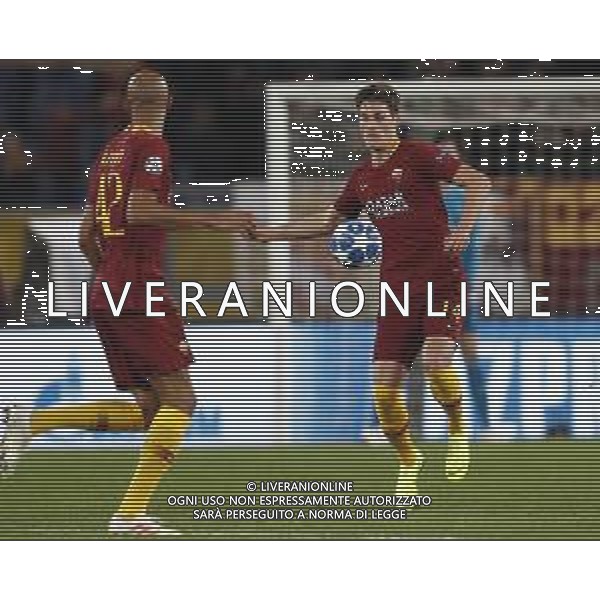 UEFA Champions League gruppo G - Roma vs Real Madrid 27/11/2018 nella foto: Schick Patrik (a.s.roma) e Nzonzi Steven (a.s.roma) ©Claudio Zamagni/Agenzia Aldo Liverani Schick Patrik (a.s.roma) and Nzonzi Steven (a.s.roma) during UEFA Champions League - group G soccer match between A.S.ROME and REAL MADRID at Rome olympic Stadium on November 27 2018 photo credit by Claudio Zamagni/Aldo Liverani Photo Agency