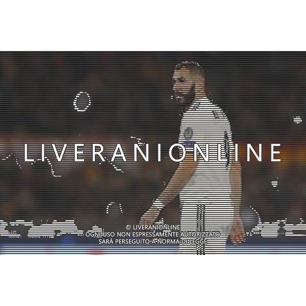 UEFA Champions League gruppo G - Roma vs Real Madrid 27/11/2018 nella foto: Benzema Karim (Forward of Real Madrid) ©Claudio Zamagni/Agenzia Aldo Liverani Benzema Karim (Forward of Real Madrid) during UEFA Champions League - group G soccer match between A.S.ROME and REAL MADRID at Rome olympic Stadium on November 27 2018 photo credit by Claudio Zamagni/Aldo Liverani Photo Agency