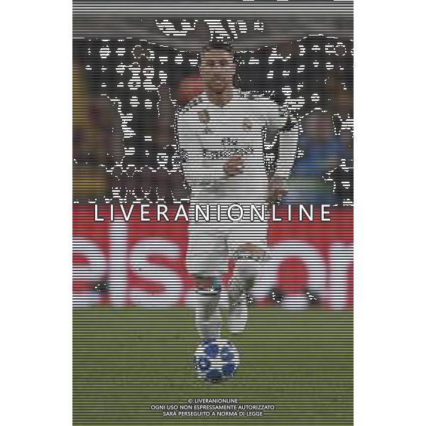 UEFA Champions League gruppo G - Roma vs Real Madrid 27/11/2018 nella foto: Sergio Ramos (defender of Real Madrid) ©Claudio Zamagni/Agenzia Aldo Liverani Sergio Ramos (defender of Real Madrid) during UEFA Champions League - group G soccer match between A.S.ROME and REAL MADRID at Rome olympic Stadium on November 27 2018 photo credit by Claudio Zamagni/Aldo Liverani Photo Agency