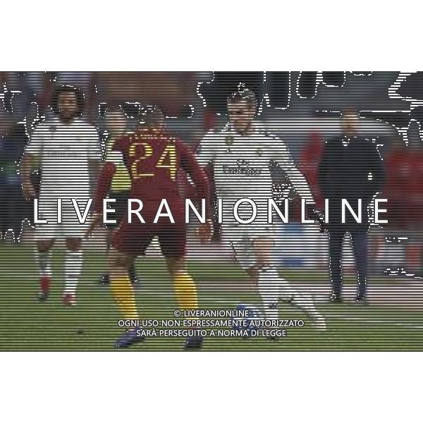 UEFA Champions League gruppo G - Roma vs Real Madrid 27/11/2018 nella foto: Gareth Bale (Forward of Real Madrid) e Florenzi Alessandro (a.s.roma) ©Claudio Zamagni/Agenzia Aldo Liverani Gareth Bale (Forward of Real Madrid) and Florenzi Alessandro (a.s.roma) during UEFA Champions League - group G soccer match between A.S.ROME and REAL MADRID at Rome olympic Stadium on November 27 2018 photo credit by Claudio Zamagni/Aldo Liverani Photo Agency