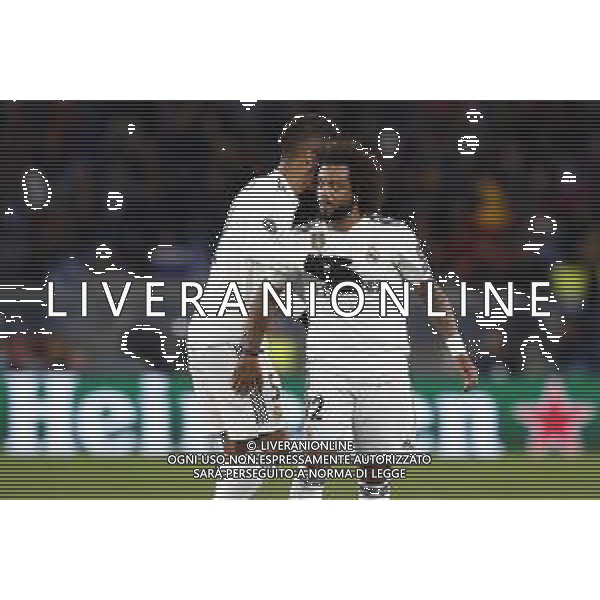 UEFA Champions League gruppo G - Roma vs Real Madrid 27/11/2018 nella foto: Varane Raphaël (defender of Real Madrid) e Marcelo Vieira da Silva (defender of Real Madrid) ©Claudio Zamagni/Agenzia Aldo Liverani Varane Raphaël (defender of Real Madrid) and Marcelo Vieira da Silva (defender of Real Madrid)during UEFA Champions League - group G soccer match between A.S.ROME and REAL MADRID at Rome olympic Stadium on November 27 2018 photo credit by Claudio Zamagni/Aldo Liverani Photo Agency