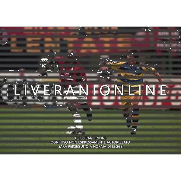 21-08-1999 MILANO- FINALE DI SUPERCOPPA ITALIANA MILAN PARMA 1-2 NELLA FOTO GEORGE WEAH E DINO BAGGIO AG ALDO LIVERANI SAS