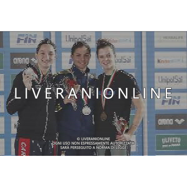RICCIONE 30/11/2018 - Campionato Italiano Open di Nuoto in vasca corta nella foto: silvia scalia, elena di liddo, costanza cocconcelli sul Podio ©Claudio Zamagni/Agenzia Aldo Liverani / AGENZIA ALDO LIVERANI SAS