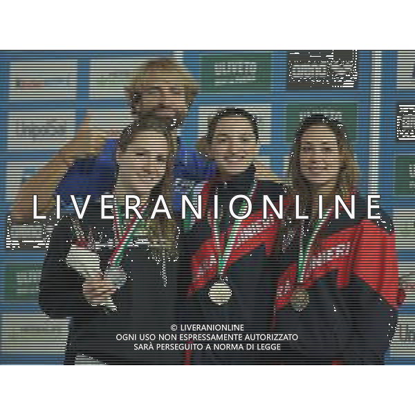 Campionato Italiano Open di nuoto vasca corta 25m Riccione (RN) - 01.12.2018 Nella Foto:Rosolino Massimiliano, Di Pietro Silvia,Di Liddo - sul podioElena,Bianchi Ilaria /Ph.Vitez-Ag. Aldo Liverani