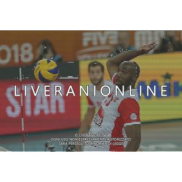2018.12.02 CZESTOCHOWA FIVB KLUBOWE MISTRZOSTWA SWIATA W PILCE SIATKOWEJ MEZCZYZN CUCINE LUBE CIVITANOVA - TRENTINO VOLLEY NZ SIMON ATIES ROBERTLANDY FOT GRZEGORZ LYKO / FOKUSMEDIA.COM.PL / NEWSPIX.PL --- Newspix.pl *** Local Caption *** www.newspix.pl mail us: info@newspix.pl call us: 0048 022 23 22 222 --- Polish Picture Agency by Ringier Axel Springer Poland / AGENZIA ALDO LIVERANI SAS - ITALY ONLY EDITORIAL USE ONLY - Cucine Lube Civitanova - Trentino Volley, Finale Mondiale per club Czestochowa Polonia 02.12.2018