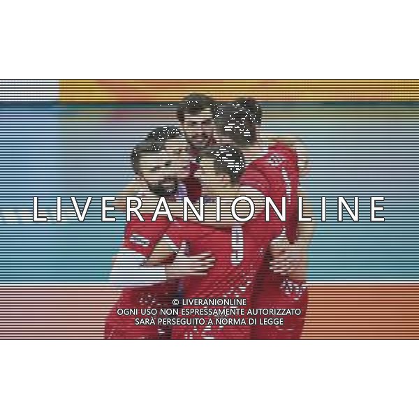 2018.12.02 Czestochowa Siatkowka FIVB Klubowe Mistrzostwa Swiata w Pilce Siatkowej Mezczyzn Polska 2018 Final Cucine Lube Civitanova - Trentino Volley N/z radosc emocje Aaron Russell Uros Kovacevic Simone Giannelli Foto Lukasz Sobala / Press Focus 2018.12.02 Czestochowa Volleyball Mens Club World Championship Poland 2018 Final Cucine Lube Civitanova - Trentino Volley radosc emocje Aaron Russell Uros Kovacevic Simone Giannelli Credit: Lukasz Sobala / Press Focus / AGENZIA ALDO LIVERANI SAS - ITALY ONLY EDITORIAL USE ONLY - Cucine Lube Civitanova - Trentino Volley, Finale Mondiale per club Czestochowa Polonia 02.12.2018