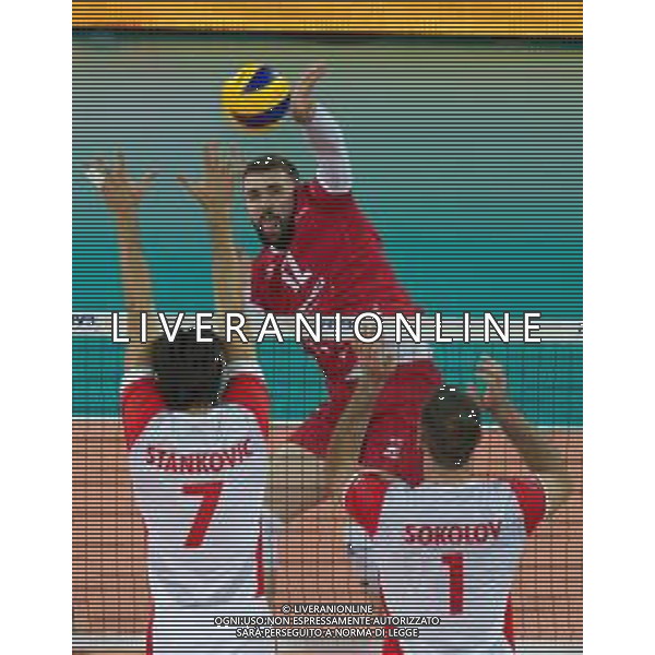 02.12.2018, Czestochowa, siatkowka, klubowe mistrzostwa swiata, final, Cucine Lube Civitanova - Trentino Volley N/z Dragan Stankovic (Volley Lube), Uros Kovacevic (Trentino), Tsvetan Sokolov (Volley Lube), fot. Tomasz Jastrzebowski / Foto Olimpik ----- 02.12.2018, Czestochowa, FIVB Men´s Club World Championship, final, Cucine Lube Civitanova - Trentino Volley N/z Dragan Stankovic (Volley Lube), Uros Kovacevic (Trentino), Tsvetan Sokolov (Volley Lube), fot. Tomasz Jastrzebowski / Foto Olimpik / NEWSPIX.PL --- Newspix.pl AG ALDO LIVERANI SAS