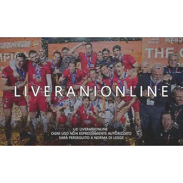 02.12.2018, Czestochowa, siatkowka, klubowe mistrzostwa swiata, final, Cucine Lube Civitanova - Trentino Volley N/z Radosc zawodnikow Trentino, fot. Tomasz Jastrzebowski / Foto Olimpik ----- 02.12.2018, Czestochowa, FIVB Men´s Club World Championship, final, Cucine Lube Civitanova - Trentino Volley N/z Trentino players celebration, fot. Tomasz Jastrzebowski / Foto Olimpik / NEWSPIX.PL --- Newspix.pl AG ALDO LIVERANI SAS