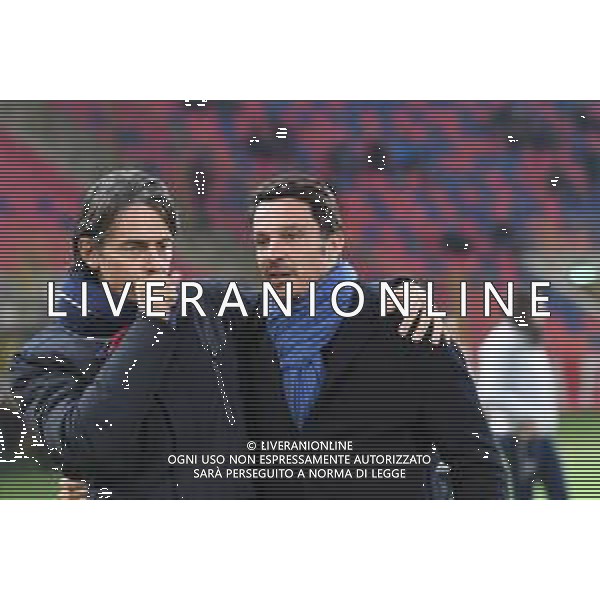 Bologna - Crotone Quarto Turno Coppa Italia Tim Cup 04.12.2018 nella foto Filippo Inzaghi con Massimo Oddo ©Optimafoto / AGENZIA ALDO LIVERANI SAS